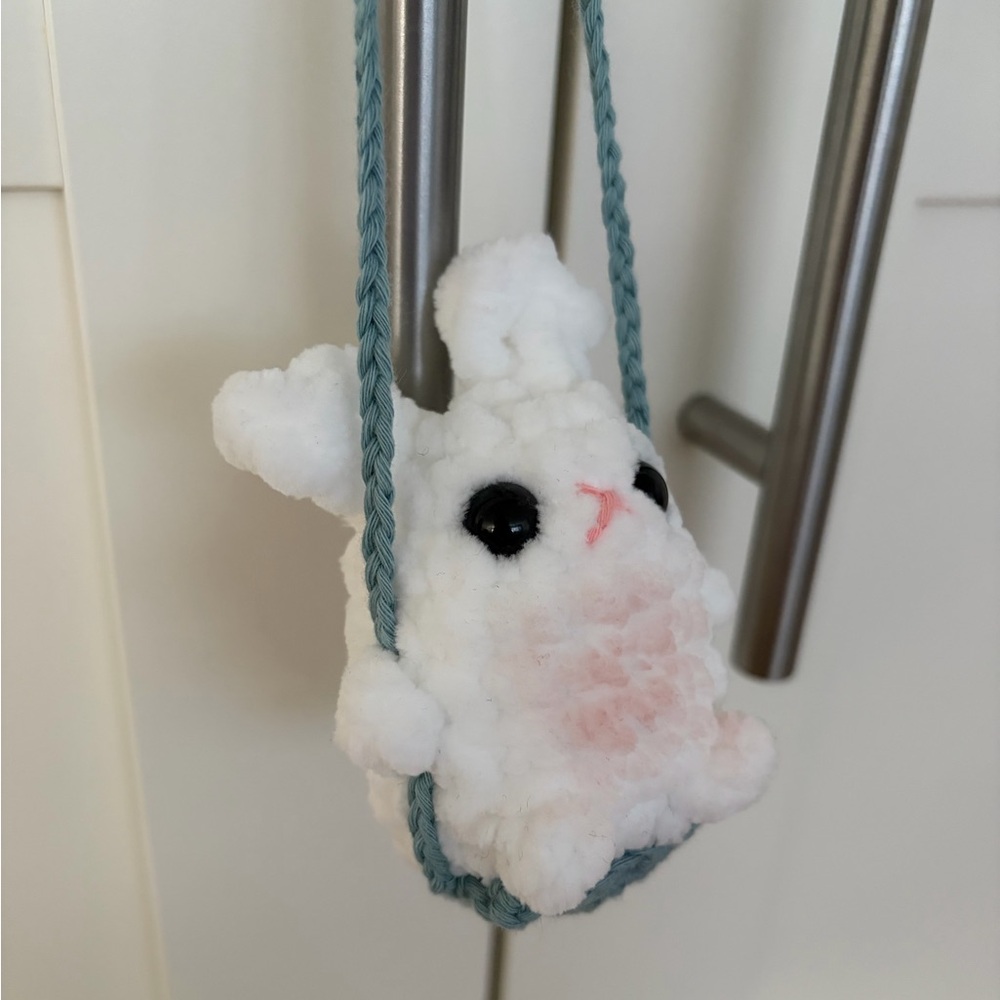 Handmade Crochet Amigurumi Swinging Bunny Rabbit